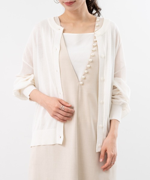 refinedworks（リファインドワークス）の「【refinedworks】シアー 感が 大人可愛い カーディガン（カーディガン/ボレロ・レディース・ホワイト/ブラック/レッド・FREE）」の4枚目の写真