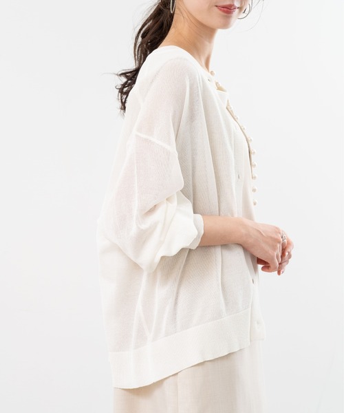 refinedworks（リファインドワークス）の「【refinedworks】シアー 感が 大人可愛い カーディガン（カーディガン/ボレロ・レディース・ホワイト/ブラック/レッド・FREE）」の7枚目の写真