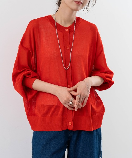 refinedworks（リファインドワークス）の「【refinedworks】シアー 感が 大人可愛い カーディガン（カーディガン/ボレロ・レディース・ホワイト/ブラック/レッド・FREE）」の12枚目の写真