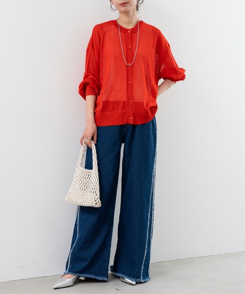 refinedworks（リファインドワークス）の「【refinedworks】シアー 感が 大人可愛い カーディガン（カーディガン/ボレロ・レディース・ホワイト/ブラック/レッド・FREE）」の13枚目の写真