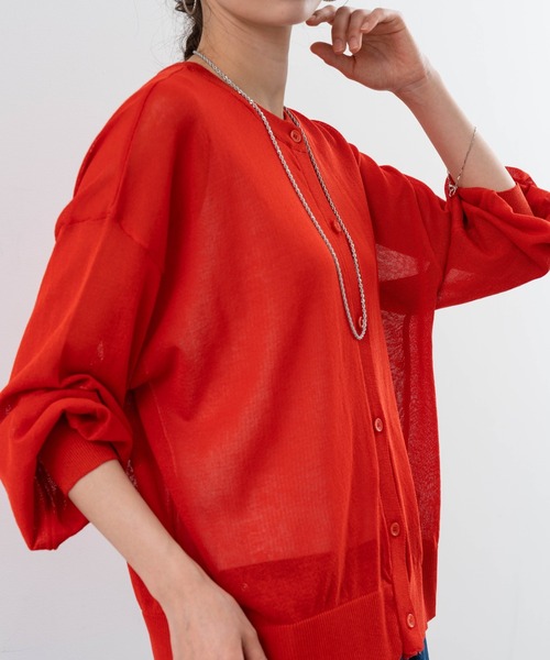 refinedworks（リファインドワークス）の「【refinedworks】シアー 感が 大人可愛い カーディガン（カーディガン/ボレロ・レディース・ホワイト/ブラック/レッド・FREE）」の14枚目の写真