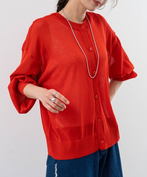 refinedworks（リファインドワークス）の「【refinedworks】シアー 感が 大人可愛い カーディガン（カーディガン/ボレロ・レディース・ホワイト/ブラック/レッド・FREE）」の15枚目の写真