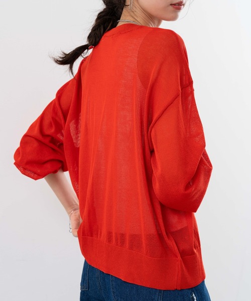 refinedworks（リファインドワークス）の「【refinedworks】シアー 感が 大人可愛い カーディガン（カーディガン/ボレロ・レディース・ホワイト/ブラック/レッド・FREE）」の16枚目の写真