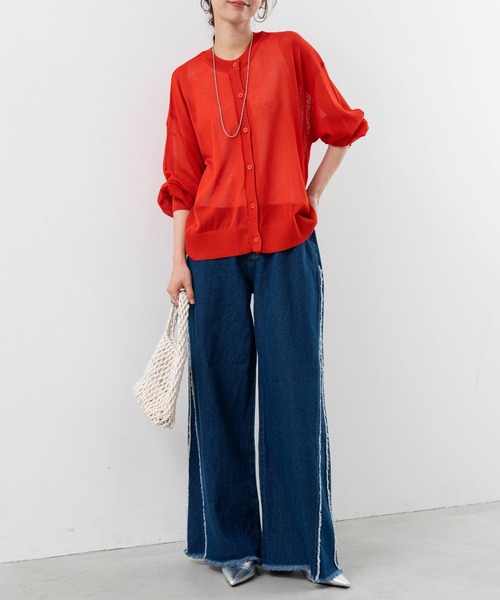 refinedworks（リファインドワークス）の「【refinedworks】シアー 感が 大人可愛い カーディガン（カーディガン/ボレロ・レディース・ホワイト/ブラック/レッド・FREE）」の17枚目の写真