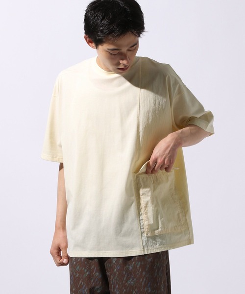 niko and...(ニコアンド)の「異素材アウトポケット付きTシャツ(Tシャツ/カットソー・メンズ・イエロー/ライトグリーン/オフホワイト/グレー・LARGE/MEDIUM)」の14枚目の写真