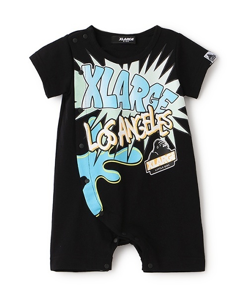 XLARGE KIDS(エクストララージキッズ)の「ポップアートショートオール(ロンパース・キッズ・レッド/ブラック/ブルー・70cm)」の2枚目の写真