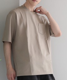 ワイドシルエット 吸汗速乾ストレッチ ポケット付き半袖無地Tシャツ
