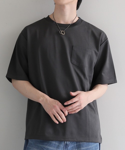 TopIsm(トップイズム)の「ワイドシルエット 吸汗速乾ストレッチ ポケット付き半袖無地Tシャツ(Tシャツ/カットソー・メンズ・ベージュ/ホワイト/カーキ/ブルー/ブラック/チャコール・LL/M/L)」の12枚目の写真