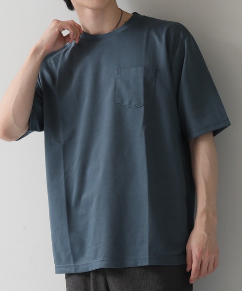 TopIsm(トップイズム)の「ワイドシルエット 吸汗速乾ストレッチ ポケット付き半袖無地Tシャツ(Tシャツ/カットソー・メンズ・ベージュ/ホワイト/カーキ/ブルー/ブラック/チャコール・LL/M/L)」の18枚目の写真