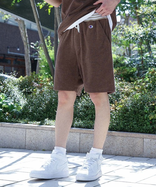 Champion（チャンピオン）の「【Champion】冷感パイルショートパンツ【セットアップ対応】（その他パンツ・メンズ・ブラウン/チャコール・M/L/XL）」の2枚目の写真