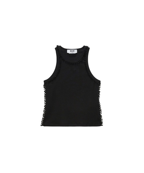 MSGM(エムエスジーエム)の「リボントリミング コットンリブタンクトップ(タンクトップ・レディース・ホワイト/ブラック・M)」の2枚目の写真