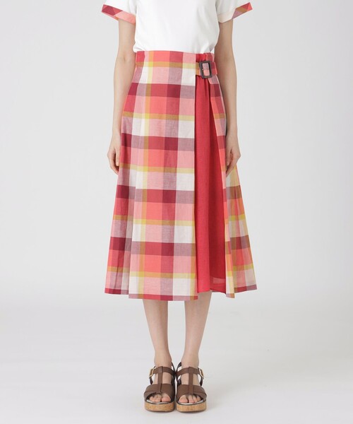 BLUE LABEL CRESTBRIDGE（ブルーレーベルクレストブリッジ）の「クレストブリッジチェックサイドベルトフレアスカート（スカート・レディース・レッド系その他4/ライトブルー/グリーン系その他2・36/38）」の3枚目の写真