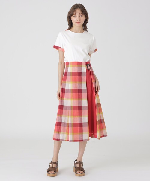 BLUE LABEL CRESTBRIDGE（ブルーレーベルクレストブリッジ）の「クレストブリッジチェックサイドベルトフレアスカート（スカート・レディース・レッド系その他4/ライトブルー/グリーン系その他2・36/38）」の21枚目の写真