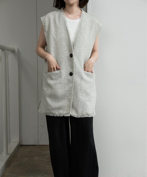 lawgy(ラウジー)の「melange mix fringe vest / メランジミックスフリンジベスト(ベスト・レディース・アイボリー/ブラウン/ブラック・FREE)」の7枚目の写真