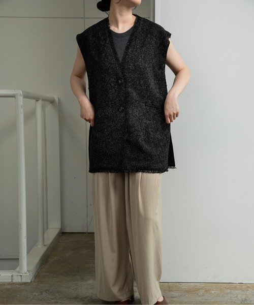lawgy(ラウジー)の「melange mix fringe vest / メランジミックスフリンジベスト(ベスト・レディース・アイボリー/ブラウン/ブラック・FREE)」の10枚目の写真