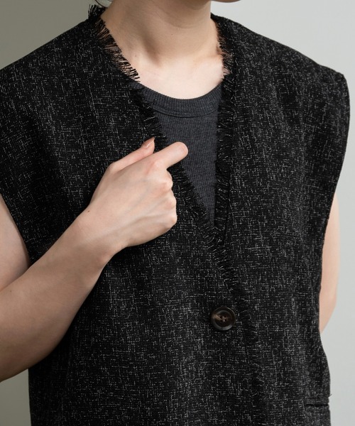 lawgy(ラウジー)の「melange mix fringe vest / メランジミックスフリンジベスト(ベスト・レディース・アイボリー/ブラウン/ブラック・FREE)」の11枚目の写真
