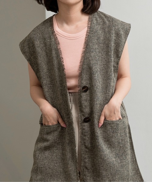 lawgy(ラウジー)の「melange mix fringe vest / メランジミックスフリンジベスト(ベスト・レディース・アイボリー/ブラウン/ブラック・FREE)」の12枚目の写真