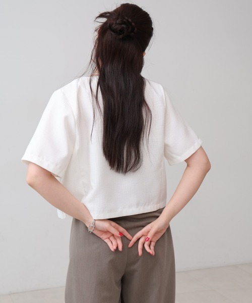 Bab（バブ）の「サマーツイードジャケット（ノーカラージャケット・レディース・ブラック/オフホワイト/ピンク/ベージュ・M）」の8枚目の写真