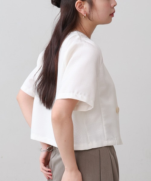 Bab（バブ）の「サマーツイードジャケット（ノーカラージャケット・レディース・ブラック/オフホワイト/ピンク/ベージュ・M）」の9枚目の写真