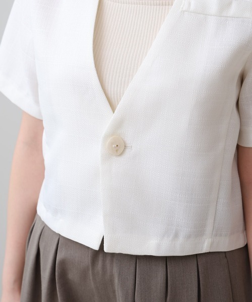 Bab（バブ）の「サマーツイードジャケット（ノーカラージャケット・レディース・ブラック/オフホワイト/ピンク/ベージュ・M）」の17枚目の写真