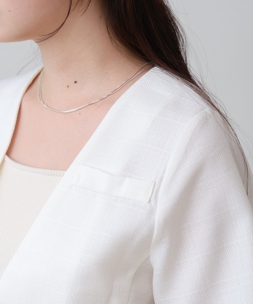 Bab（バブ）の「サマーツイードジャケット（ノーカラージャケット・レディース・ブラック/オフホワイト/ピンク/ベージュ・M）」の18枚目の写真