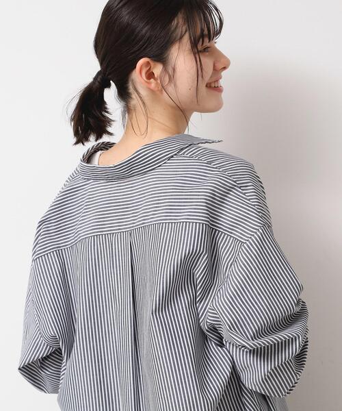 Dessin(デッサン)の「◆【洗える】ロゴ刺繍入りストライプオーバーシャツ(シャツ/ブラウス・レディース・ブラック系2/ネイビー系9/ブラック系4/イエロー系9/ネイビー系6・01/02/03)」の9枚目の写真