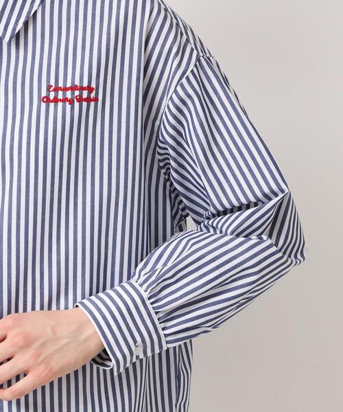 Dessin(デッサン)の「◆【洗える】ロゴ刺繍入りストライプオーバーシャツ(シャツ/ブラウス・レディース・ブラック系2/ネイビー系9/ブラック系4/イエロー系9/ネイビー系6・01/02/03)」の12枚目の写真