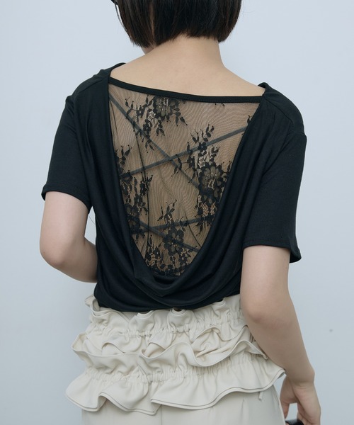 SEN TOKYO(セントーキョー)の「オフショル2wayドレープが魅力。バックレースカットソー(Tシャツ/カットソー・レディース・グレー/ブラック/ホワイト・FREE)」の2枚目の写真