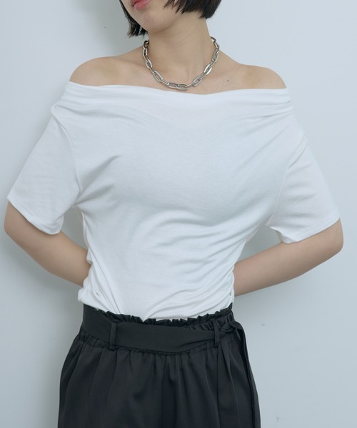 SEN TOKYO(セントーキョー)の「オフショル2wayドレープが魅力。バックレースカットソー(Tシャツ/カットソー・レディース・グレー/ブラック/ホワイト・FREE)」の11枚目の写真