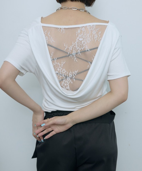 SEN TOKYO(セントーキョー)の「オフショル2wayドレープが魅力。バックレースカットソー(Tシャツ/カットソー・レディース・グレー/ブラック/ホワイト・FREE)」の13枚目の写真