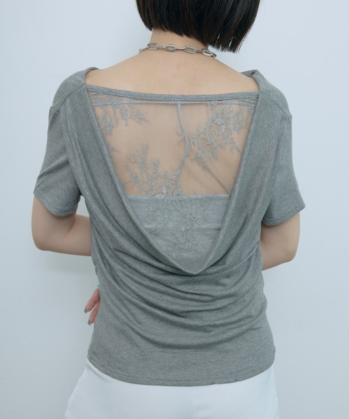 セール】オフショル2wayドレープが魅力。バックレースカットソー