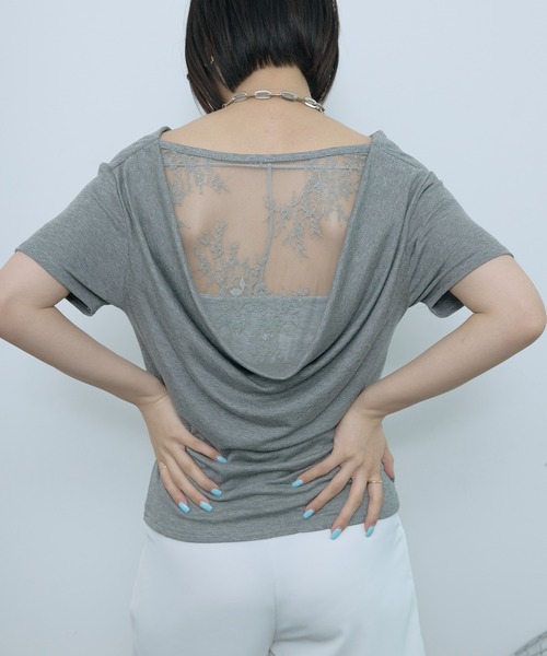 セール】オフショル2wayドレープが魅力。バックレースカットソー（T