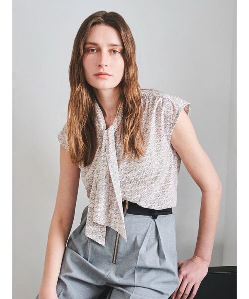 ブラウス シャツ モノグラムボウタイフレンチブラウス レディース TONAL ブラウス シャツ モノグラムボウタイフレンチブラウス