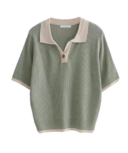セール】バイカラー 配色 ニット ポロ（ポロシャツ）｜Beststore