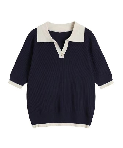 【boohoo】 テクスチャニットVネックポロシャツ＆パンツセット boohoo】 テクスチャニットVネックポロシャツ＆パンツセット