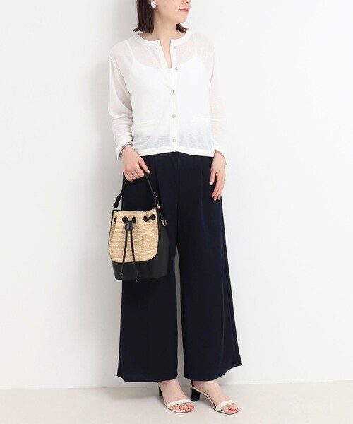 NOLLEY'S LIGHT（ノーリーズライト）の「シアーガーターベーシックカーディガン（カーディガン/ボレロ・レディース・ネイビー/ライトグレー/オフホワイト・38）」の4枚目の写真