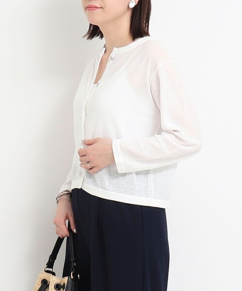 NOLLEY'S LIGHT（ノーリーズライト）の「シアーガーターベーシックカーディガン（カーディガン/ボレロ・レディース・ネイビー/ライトグレー/オフホワイト・38）」の7枚目の写真