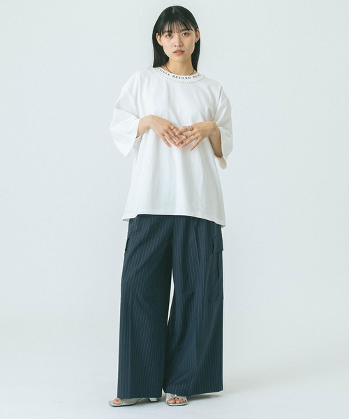 カットソー OKIRAKU x ROSE BUD/PEARL NECK TEE OKIRAKU x ROSE BUD)PEARL NECK TEE（Tシャツ/カットソー