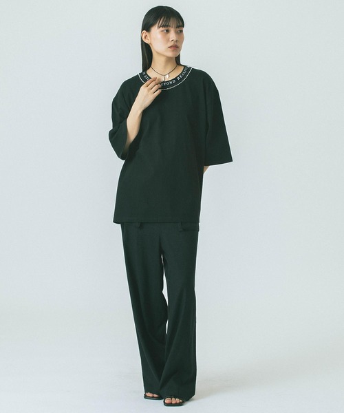 OKIRAKU（オキラク）の「(OKIRAKU x ROSE BUD)PEARL NECK TEE（Tシャツ/カットソー・レディース・ブラック/ホワイト・ONE SIZE）」の10枚目の写真