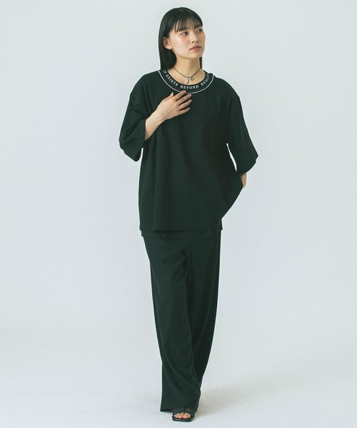 カットソー OKIRAKU x ROSE BUD/PEARL NECK TEE OKIRAKU x ROSE BUD)PEARL NECK TEE（Tシャツ/カットソー