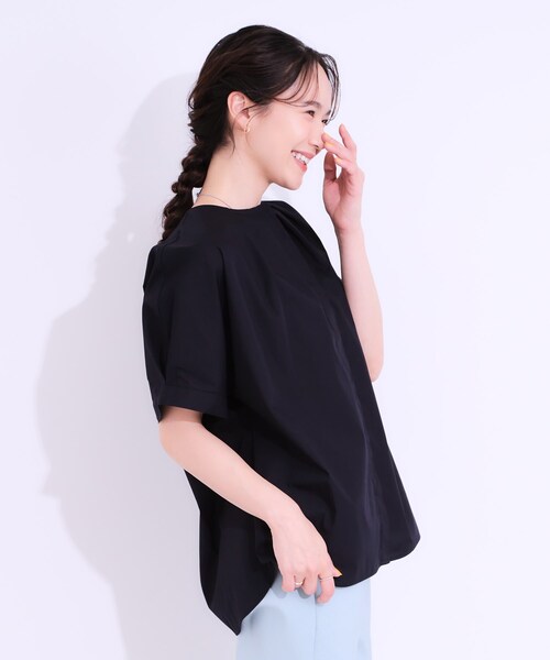 DRESKIP(ドレスキップ)の「【洗える/S-LL】大人の上品シルエット タックデザイン 5分袖ブラウス(シャツ/ブラウス・レディース・ネイビー/ライトベージュ/ブルーグリーン・01/02/03/04)」の9枚目の写真