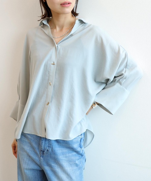 Jines(ジネス)の「ノルディックシャビー ビッグカフスブラウス(シャツ/ブラウス・レディース・ホワイト/カーキ/ホワイト系その他/ライトグレー/ピンクベージュ・38)」の3枚目の写真