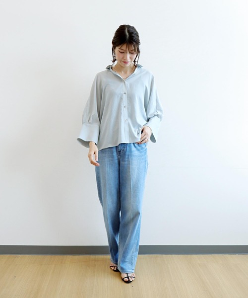 Jines(ジネス)の「ノルディックシャビー ビッグカフスブラウス(シャツ/ブラウス・レディース・ホワイト/カーキ/ホワイト系その他/ライトグレー/ピンクベージュ・38)」の6枚目の写真