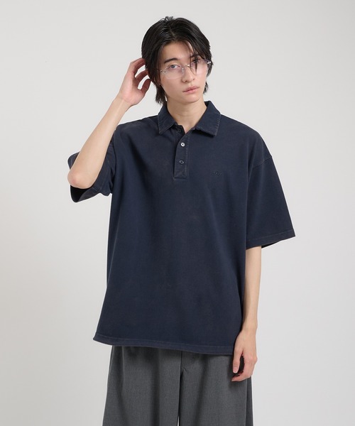 Perushu(ペルーシュ)の「ピグメントドローコードポロシャツ(ポロシャツ・メンズ・ネイビー/ブラック/ボルドー/ピンク・MEDIUM/LARGE)」の2枚目の写真