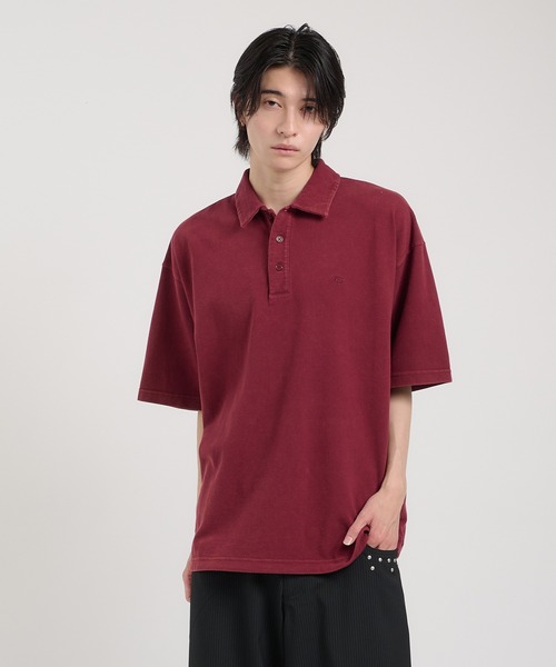 Perushu(ペルーシュ)の「ピグメントドローコードポロシャツ(ポロシャツ・メンズ・ネイビー/ブラック/ボルドー/ピンク・MEDIUM/LARGE)」の4枚目の写真
