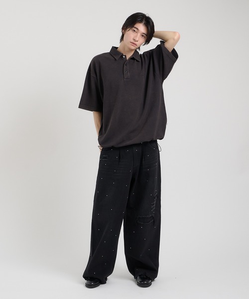 Perushu(ペルーシュ)の「ピグメントドローコードポロシャツ(ポロシャツ・メンズ・ネイビー/ブラック/ボルドー/ピンク・MEDIUM/LARGE)」の22枚目の写真