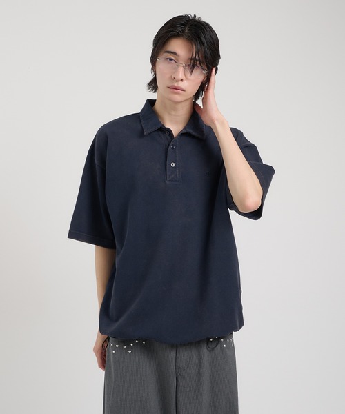 Perushu(ペルーシュ)の「ピグメントドローコードポロシャツ(ポロシャツ・メンズ・ネイビー/ブラック/ボルドー/ピンク・MEDIUM/LARGE)」の5枚目の写真
