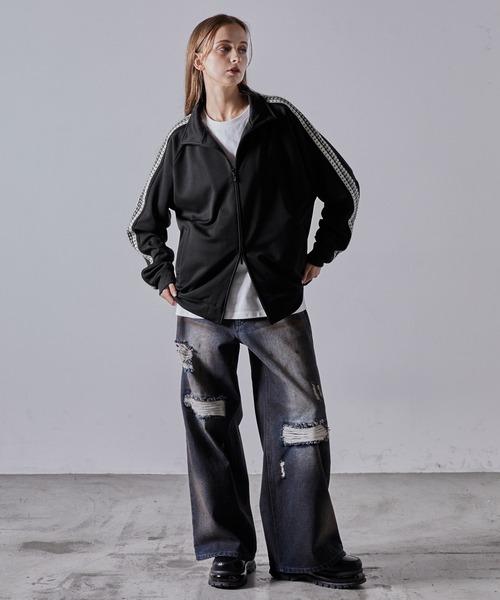 セール】【CLEL】Hand Knitting 2way Track Jacket / ハンドニッ