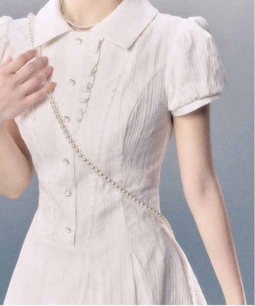 WEGO（ウィゴー）の「WEGO/インナーパンツ付きガーリーパフフリルミニ丈ワンピース（ワンピース・レディース・ホワイト/ブラック・MEDIUM/LARGE）」の9枚目の写真