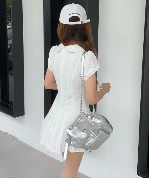 WEGO（ウィゴー）の「WEGO/インナーパンツ付きガーリーパフフリルミニ丈ワンピース（ワンピース・レディース・ホワイト/ブラック・MEDIUM/LARGE）」の11枚目の写真